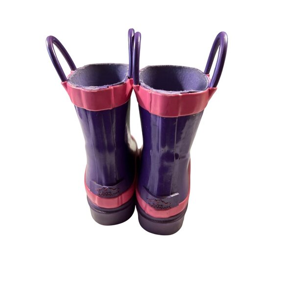 Kids Purple & Pink Rubber Rain Boots‎ Size 5/6 Handles Blue Mountain - Picture 4 of 7